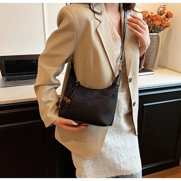 Silk Blend Chinoiserie Shoulder Handbag /Multiple colors available - Picture 10 of 16